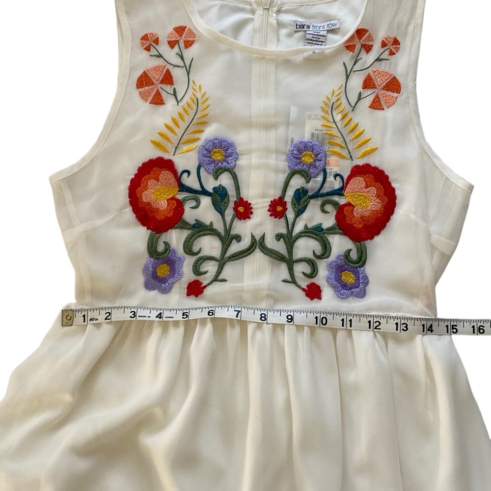 BAR III Women’s Sleeveless Floral Embroidered Mesh Bodice Dress Size: S - Picture 9 of 10
